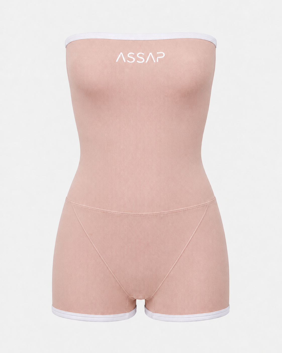ASSAP Essential Romper in rose – strapless sculpting activewear romper